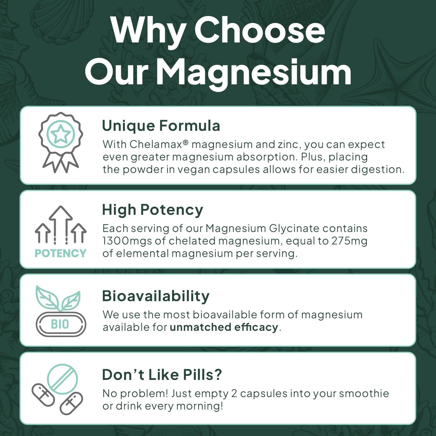 Pure Magnesium Glycinate with Zinc - Maximum Strength Chelated Magnesium Supplement for Women and Men 90 Capsule