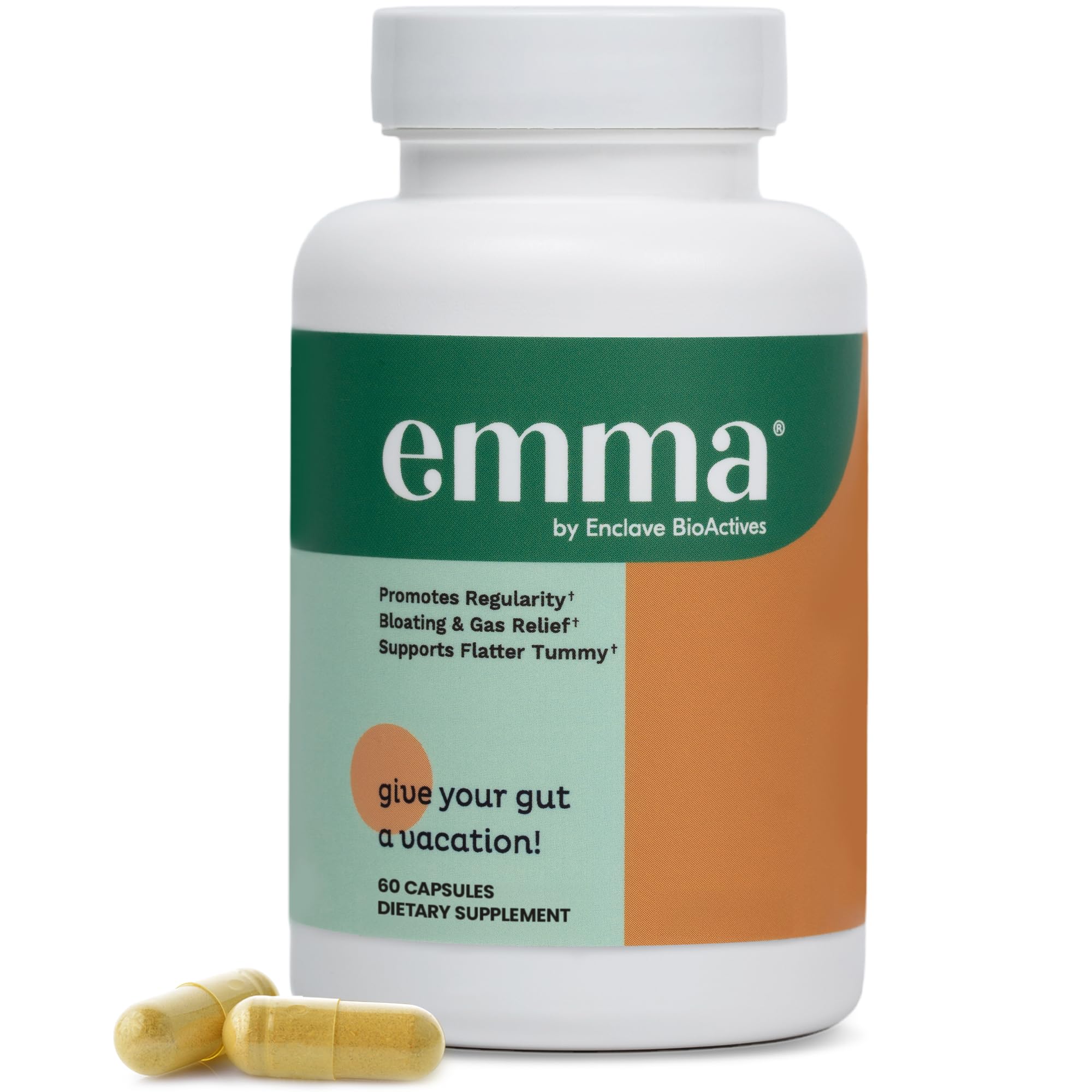Emma Gut Health Supplement for Digestive Support & Bloating Relief – Doctor-Formulated, 60 Capsules