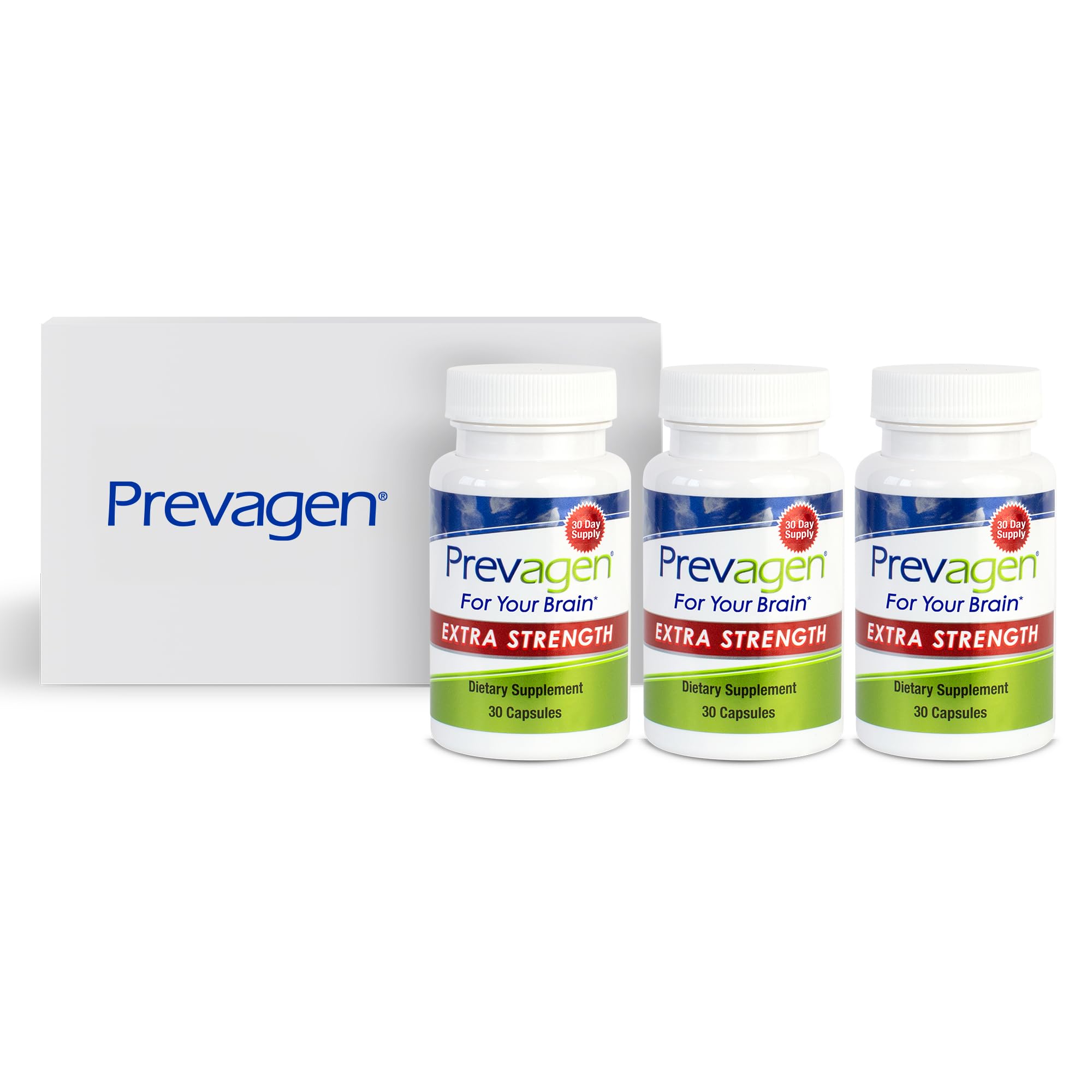 Prevagen Extra Strength 20mg, 60 Capsules with Apoaequorin & Vitamin D with Attractive and Stackable Prevagen Storage Box