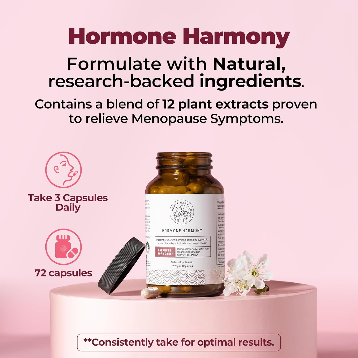 Ultra Potent Hormone Harmony Natural Hormonal Support for Women. 72 Capsules