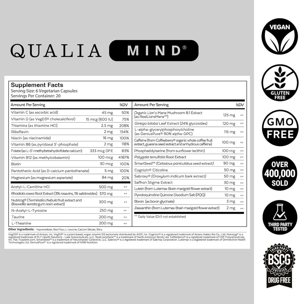 NEUROHACKER COLLECTIVE Qualia Mind | Doctor-Formulated Nootropic to Fuel Focus & Concentration