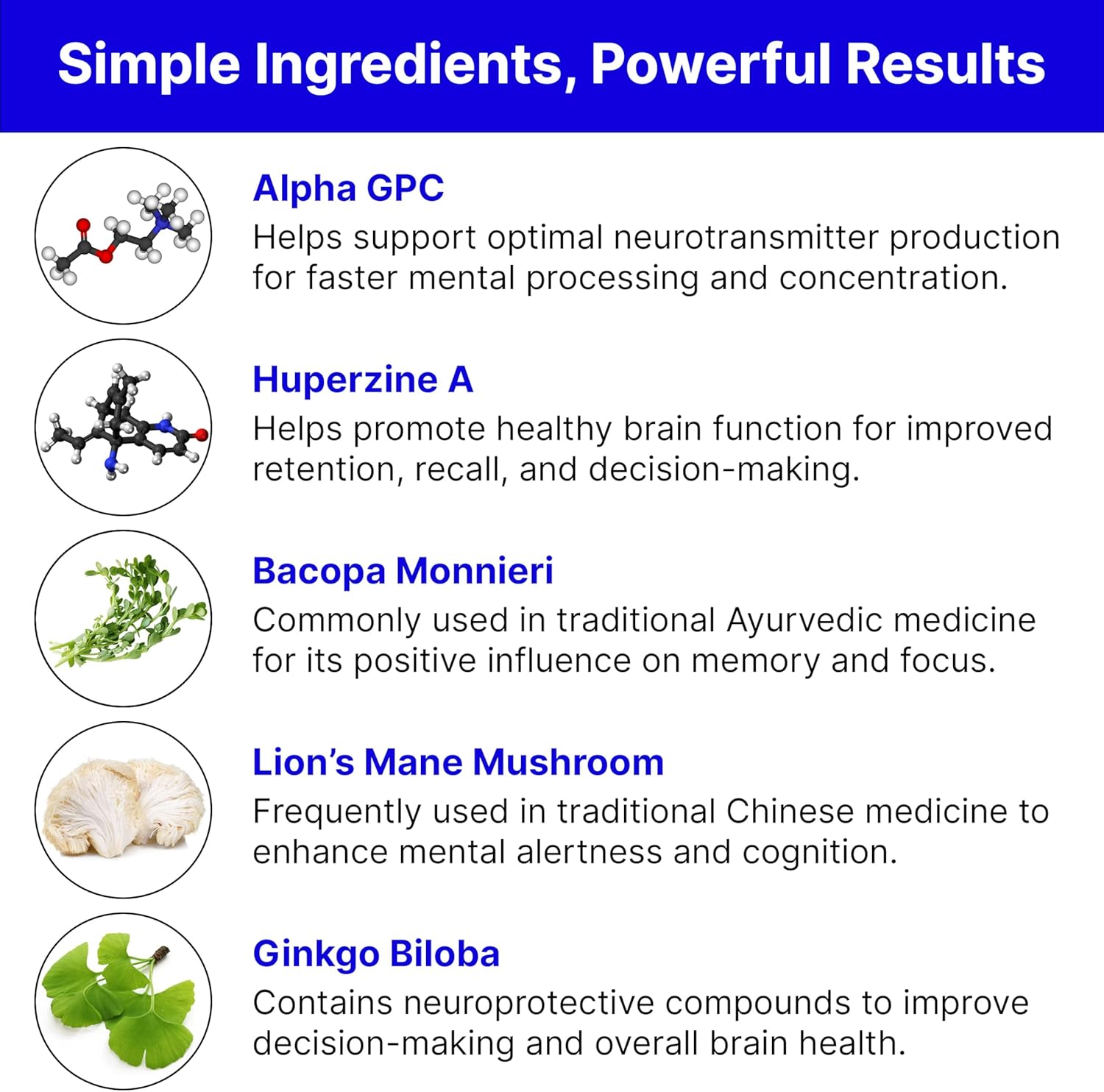 Natural Cognitive Enhancement Supplement Capsule - Non-GMO, Vegan, Gluten-Free