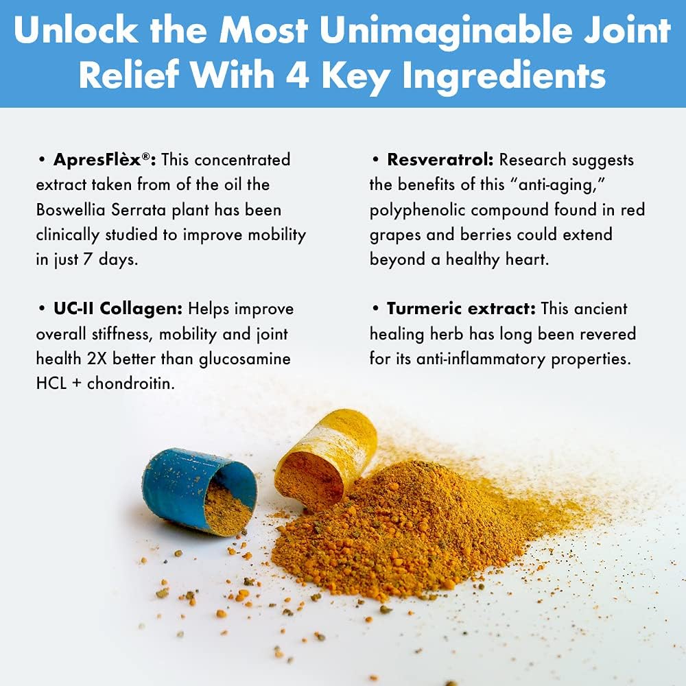 Instaflex Advanced Joint Support Supplement - Turmeric, Resveratrol, Boswellia Serrata Extract, BioPerine, UC-II Collagen- 30 Count